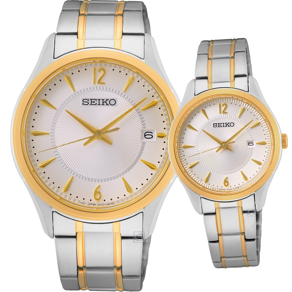 SEIKO 精工 心心相印時尚對錶(6N52-00D0KS+6N22-00N0KS)