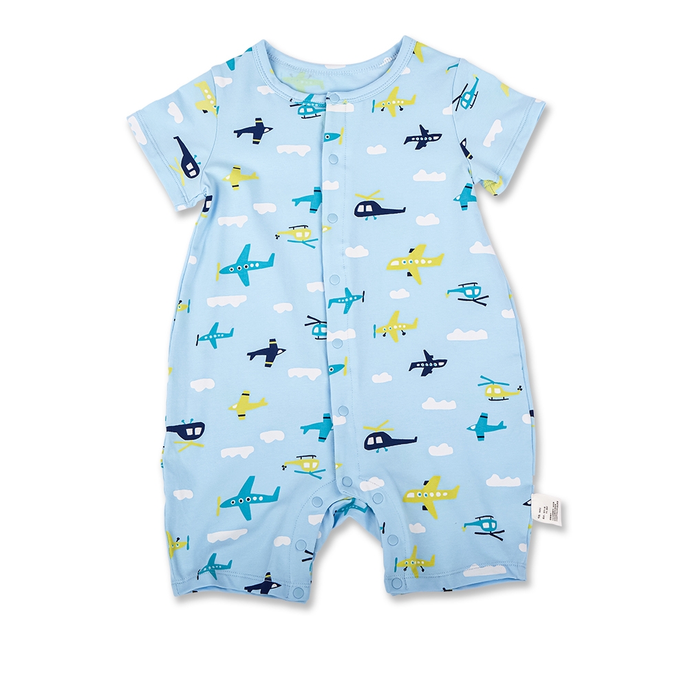 【Little moni】嬰兒繽紛印花飛機直升機遊戲褲連身裝(66~90CM)