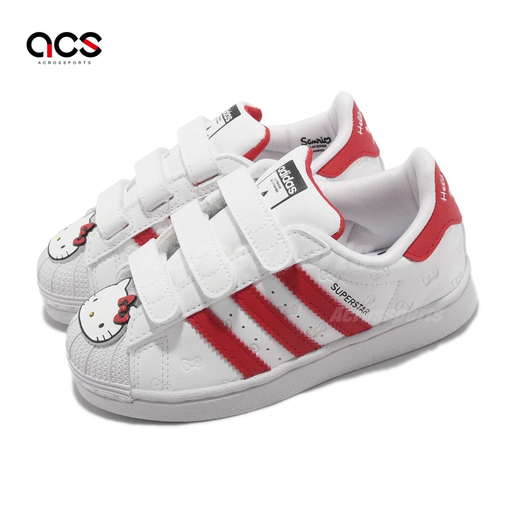 adidas 童鞋 Superstar CF C 中童 白 紅 Hello Kitty 聯名 愛迪達 魔鬼氈  GV8865