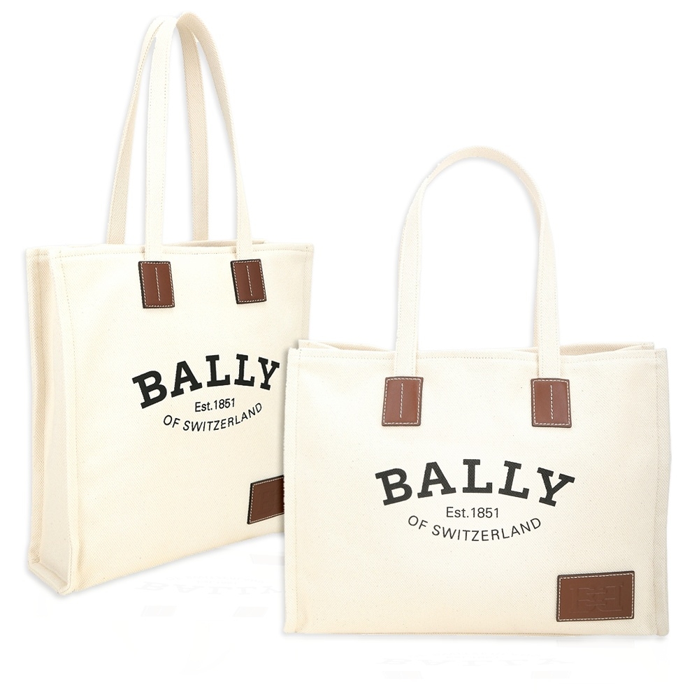 BALLY Crystalia 字母印花皮標帆布托特包-2款可選