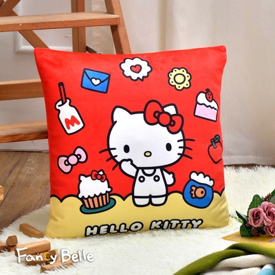 義大利Fancy Belle Sanrio-HELLO KITTY經典復古 麂皮靠墊 45*45CM