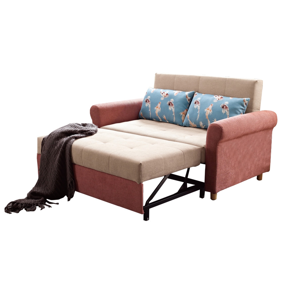 【文創集】恩德 拉合式可拆洗棉麻布沙發椅/沙發床-150x85.5x89cm免組
