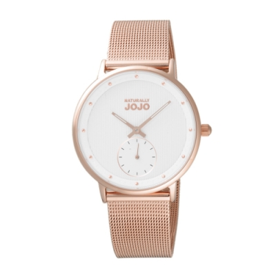 NATURALLY JOJO現代都會直線時尚腕錶-玫瑰金X白(J096959-80R)