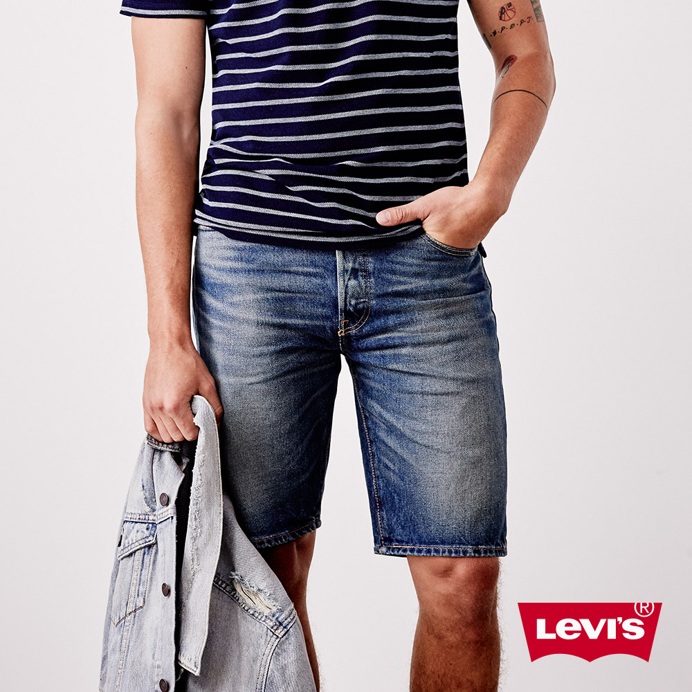 Levis 男款 牛仔短褲 505 修身直筒版型 Cool Jeans
