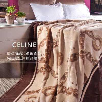 CELINE 經典鎖鏈LOGO保暖絨毛蓋毯-大/駝色