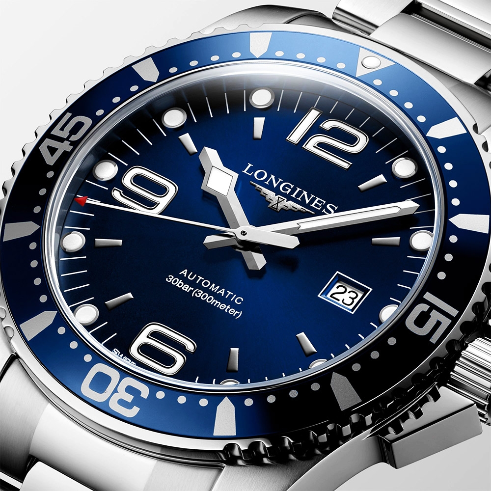 LONGINES 浪琴 官方授權 Conquest 系列潛水機械錶-藍x銀/44mm L3.841.4.96.6