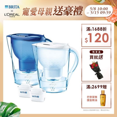 [共1壺2芯]德國BRITA Marella馬利拉濾水壺 3.5L(兩色可選)+全效型濾芯1入