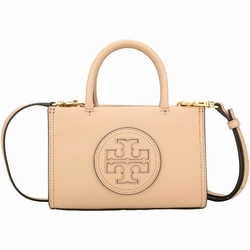 TORY BURCH Ella Bio 迷你款 雙T浮雕皮革托特包(奶茶色)