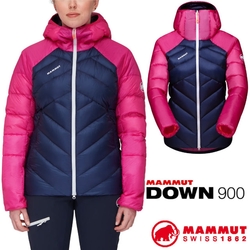 【MAMMUT長毛象】女款 Taiss IN Hooded Jacket 超輕耐磨連帽羽絨保暖外套.夾克_海洋藍/桃紅