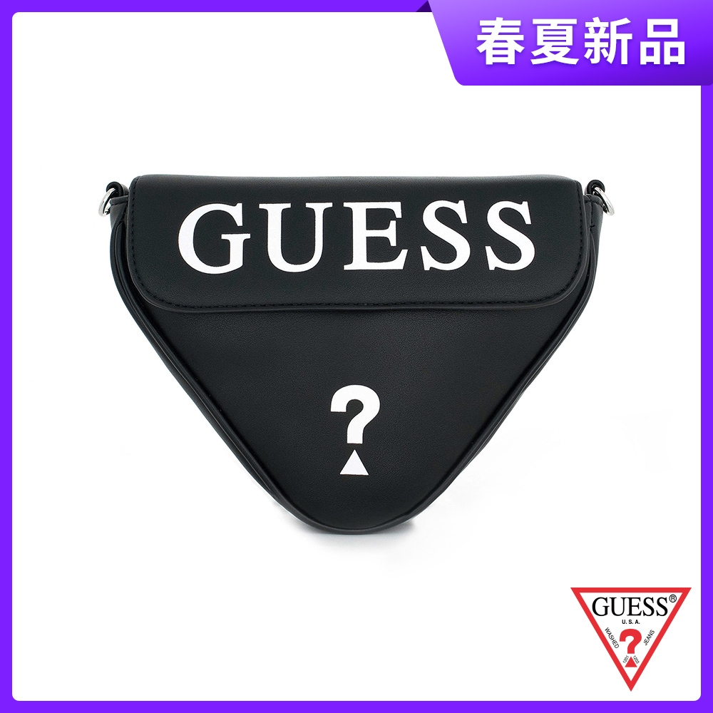 GUESS雙11-女包-皮面質感倒三角造型LOGO包-黑 原價2090