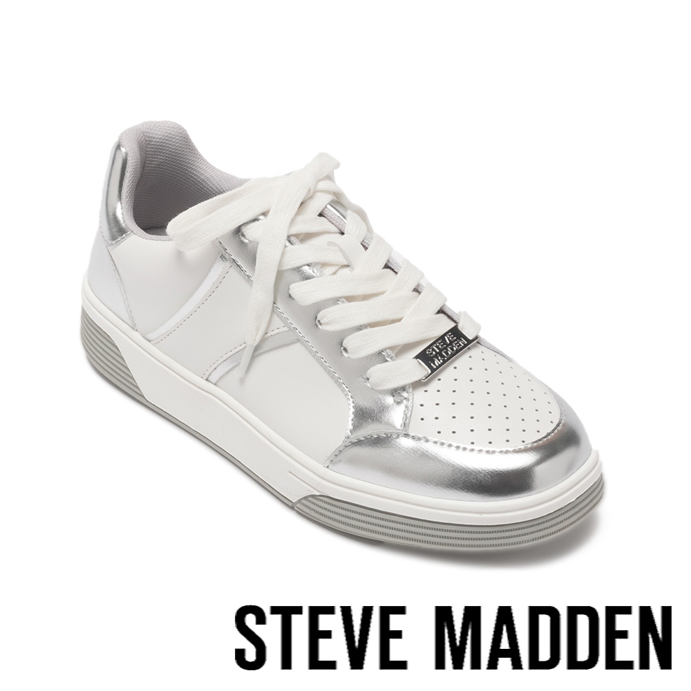 STEVE MADDEN-AXIS-SM 拼接綁帶休閒鞋-銀色