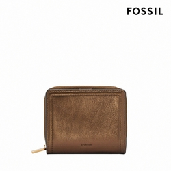 FOSSIL Logan 迷你多功能真皮短夾-金屬銅棕色 SL10012711