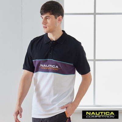 Nautica男裝 COMPETITION潮流拼接短袖POLO衫-黑