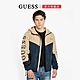 【GUESS】休閒百搭撞色LOGO外套-杏/藍 product thumbnail 1