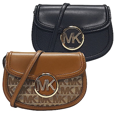 MICHAEL KORS FULTON圓牌LOGO馬鞍包兩用斜背包/腰包(小)