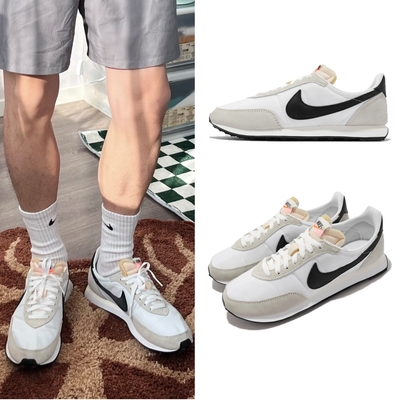 Nike 休閒鞋 Waffle Trainer 2 男女鞋 經典款 復古鞋型 舒適 情侶穿搭 麂皮 米白 黑 DH1349-100