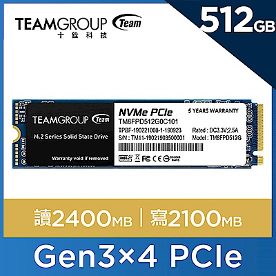 TEAM 十銓 MP33 PRO 512GB M.2 PCIe SSD 固態硬碟