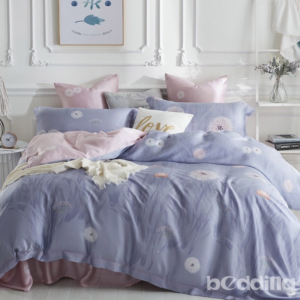 【超值】BEDDING-100%天絲萊賽爾-雙人薄床包兩用被套四件組-瑤絮-紫 - 雙人寢具組 - @網紅直播人氣商品