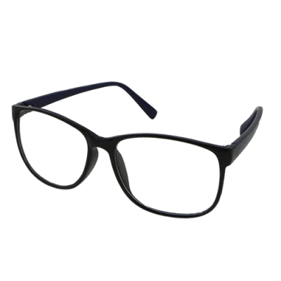 Docomo平光抗UV太陽眼鏡 輕量時尚設計款 質感黑色鏡框藍色鏡腳 抗UV400