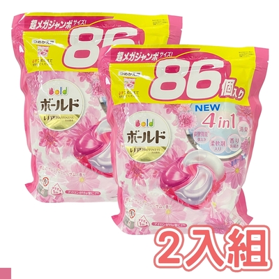 P&G BOLD 4D洗衣膠球袋裝86顆 粉色(牡丹花香) 2入組