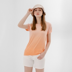 Hang Ten-女裝-恆溫多功能-銀纖維無縫涼感抗菌除臭漸層短袖T恤-淺橘