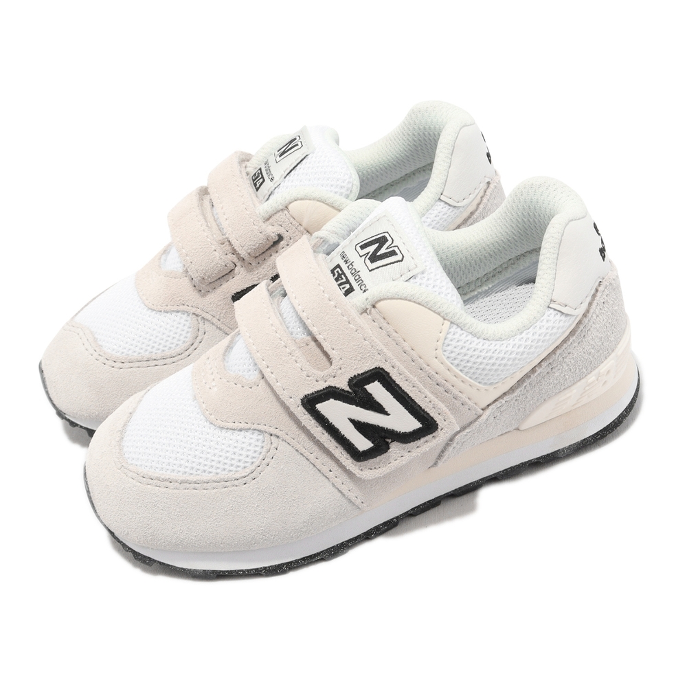 New Balance 童鞋 574 W 寬楦 米白 黑 學步鞋 幼童 小童鞋 麂皮 魔鬼氈 NB 紐巴倫 IV574WB1-W