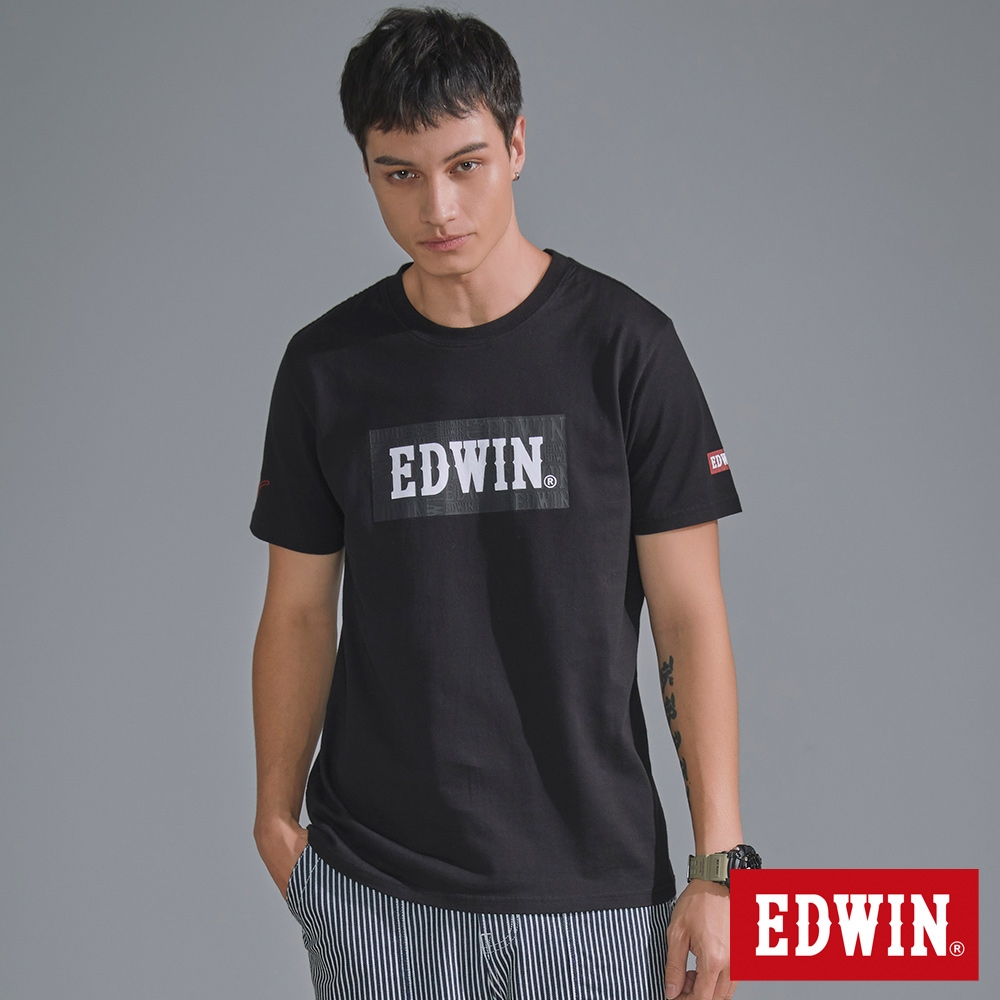 EDWIN 經典大黑標LOGO短袖T恤-男-黑灰色