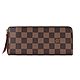 Louis Vuitton Clemence 經典Monogram棋盤格紋帆布拉鍊長夾(卡其/紅)N60534 product thumbnail 1