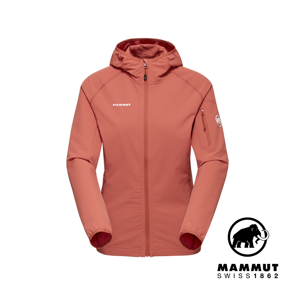 【Mammut 長毛象】Madris Light ML Hooded Jacket Women 防風刷毛連帽外套 磚紅 女款 #1014-03851