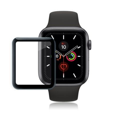 GLA Apple Watch Series 5/4 40mm全膠曲面滿版疏水玻璃貼(黑)