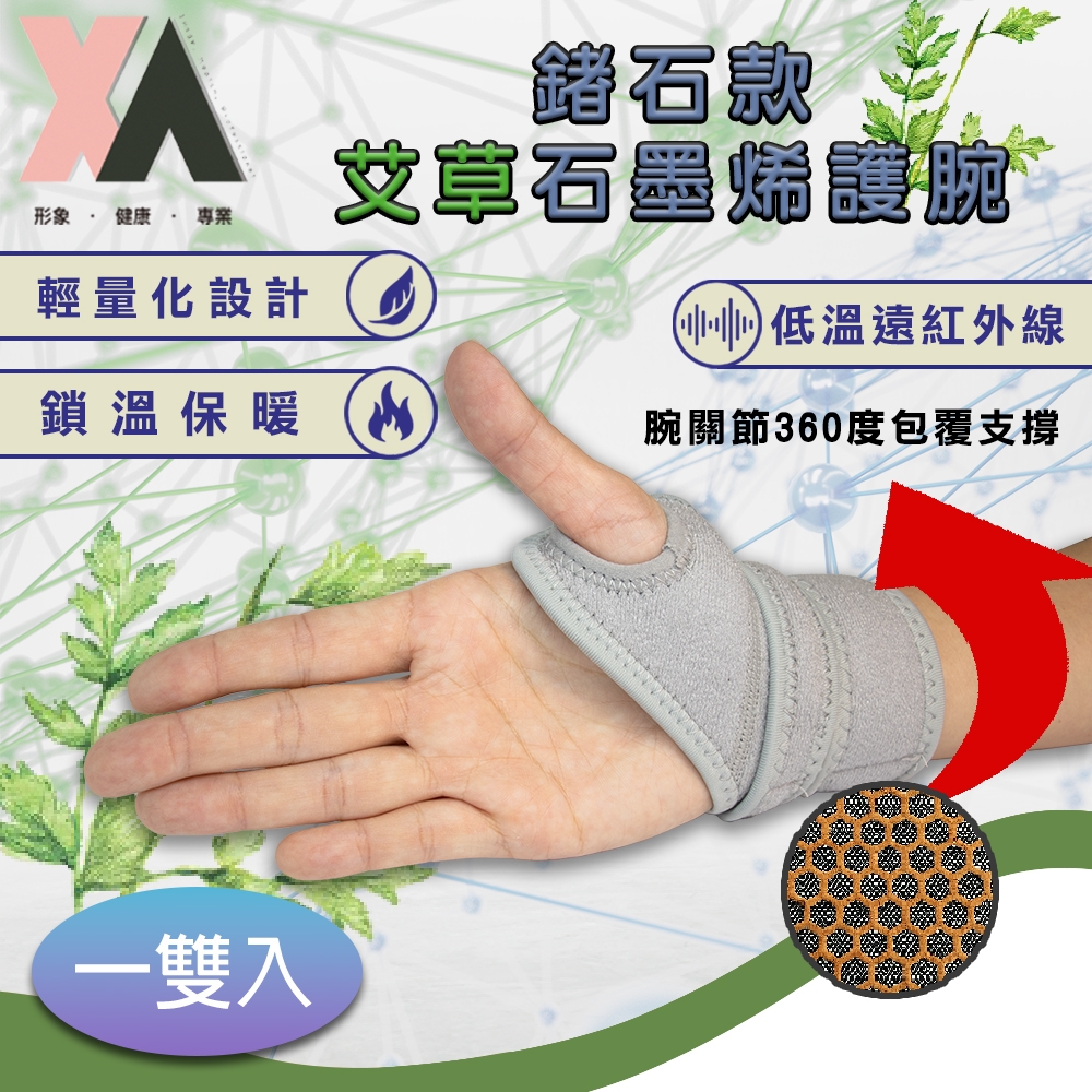 【XA】鍺石款艾草石墨烯護腕-一雙入xa006(拇指護腕、掌腕手套、腱鞘、腕隧道各項不適)