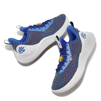 Under Armour 籃球鞋Curry 10 Dub Nation 男鞋藍白黃勇士緩震運動鞋10 