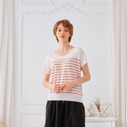 【KiKi】條紋連袖上衣-女短袖針織(三色/魅力商品/版型合身)