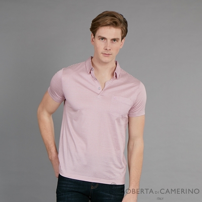 ROBERTA諾貝達 台灣製 舒適柔棉 橫條 休閒短袖棉衫 桃紅