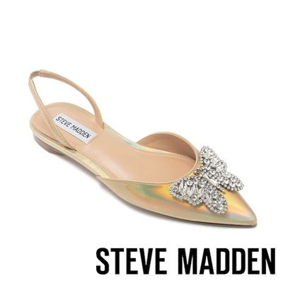 STEVE MADDEN-JIANNA 鑽面蝴蝶尖頭平底涼鞋-金色