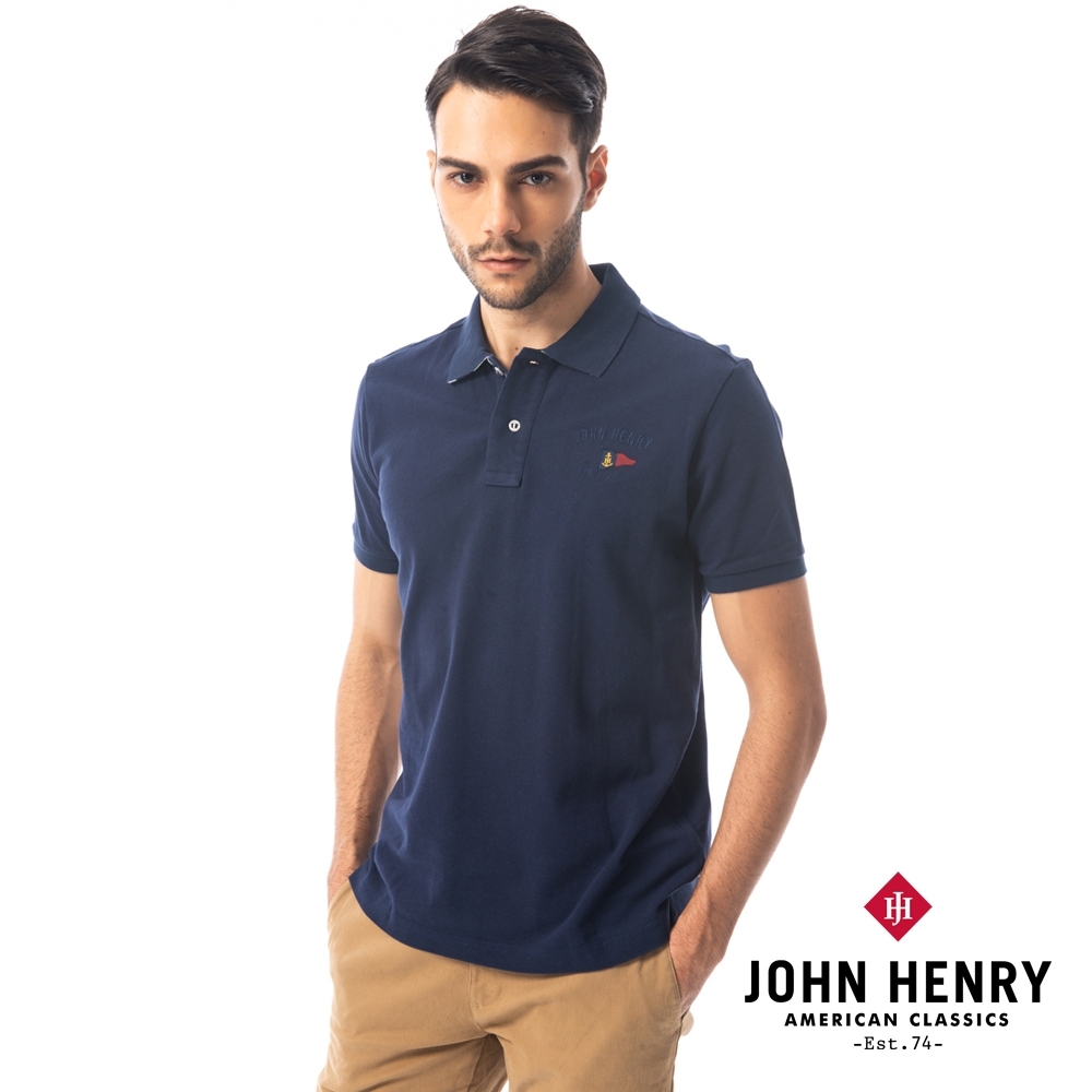 【JOHN HENRY】 美式旗幟刺繡短袖POLO(二色)