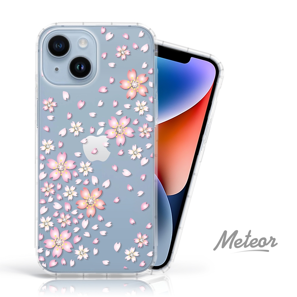 Meteor iPhone 14 6.1吋 奧地利水鑽殼 - 櫻花