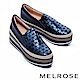 休閒鞋 MELROSE 幾何魅力異材質拼接全真皮厚底休閒鞋－藍 product thumbnail 1