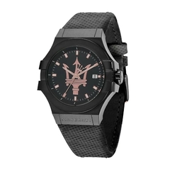 MASERATI TIME 瑪莎拉蒂 POTENZA 黑色經典款紳士皮革腕錶 42mm R8851108016