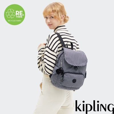 『猴子包』Kipling 經典老花拉鍊掀蓋後背包-CITY PACK S