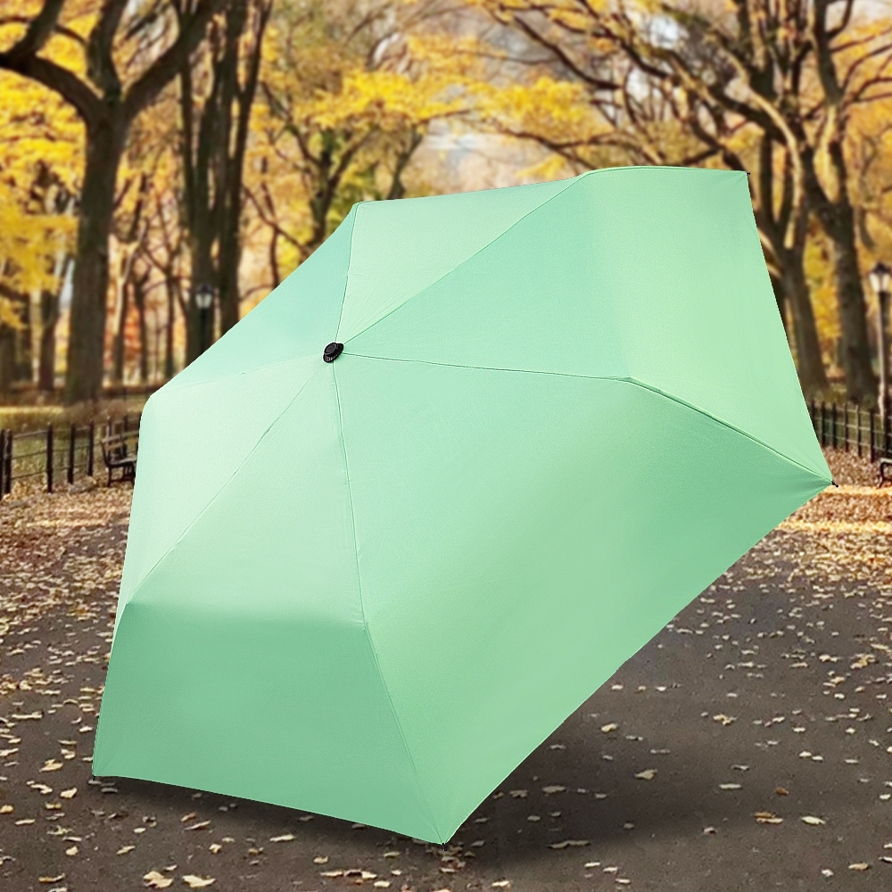 雙龍牌 素色降溫超細黑膠蛋捲傘/三折傘/鉛筆傘/抗UV晴雨傘/陽傘 B1592- 蒂芬綠