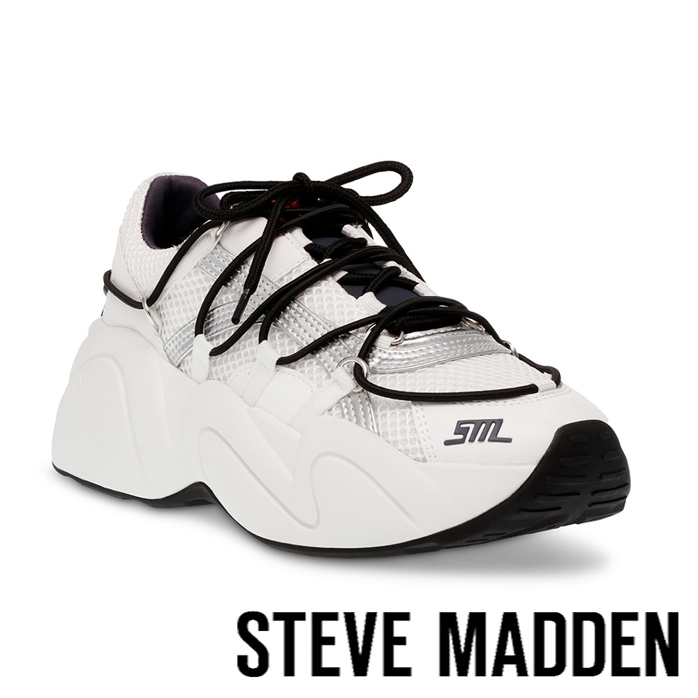 STEVE MADDEN-BOUNCE 2 撞色綁帶造型老爹鞋-白色