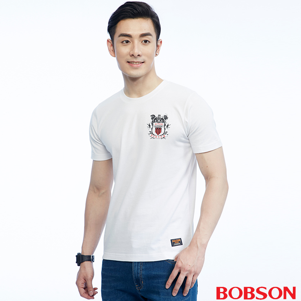 BOBSON  男款小徽章印圖上衣