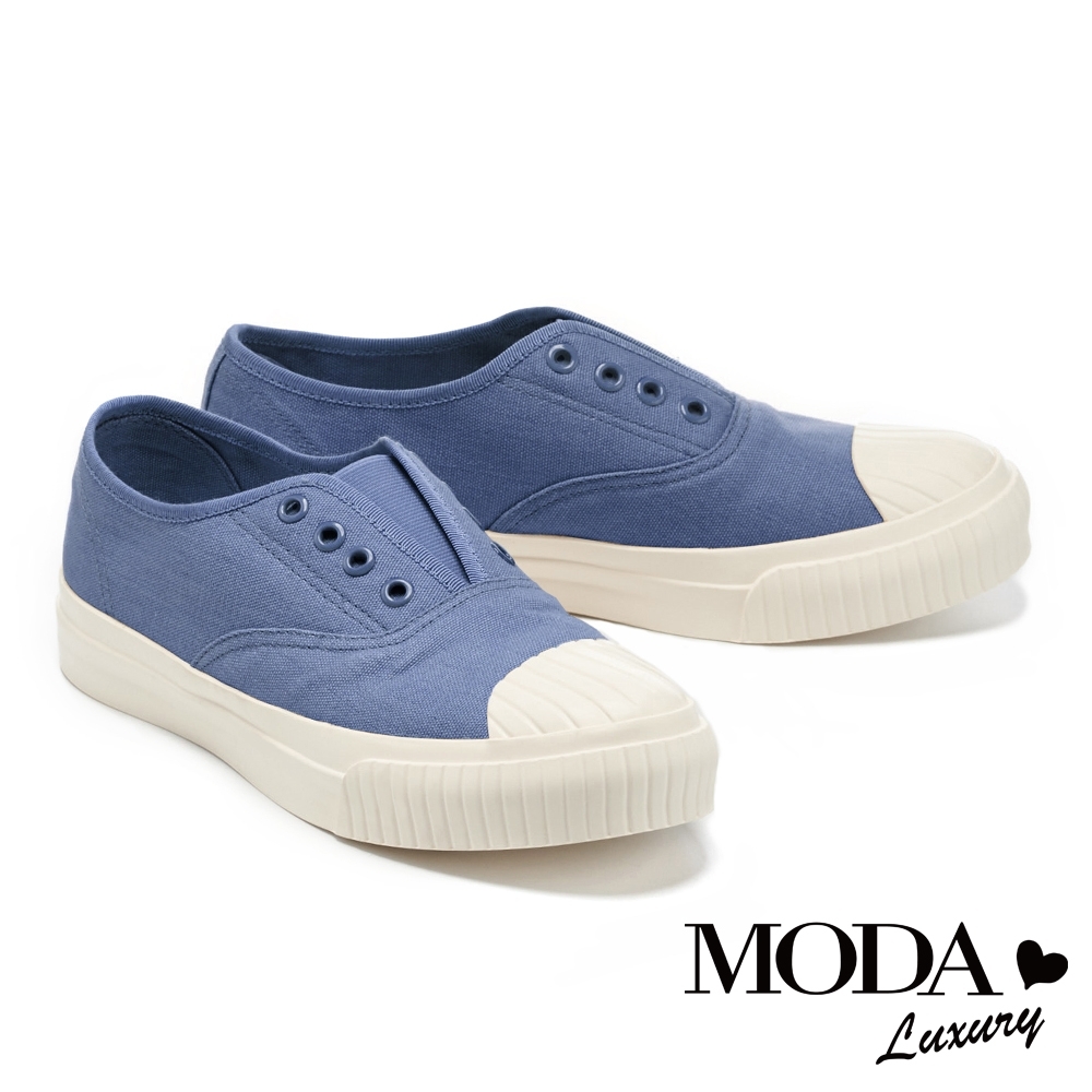 休閒鞋 MODA Luxury 簡約舒適懶人免綁帶厚底休閒鞋－藍