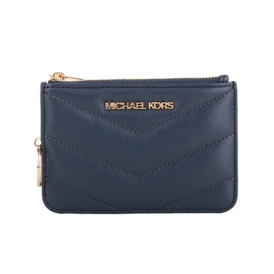 MICHAEL KORS - 金字縫線紋皮革方型卡夾/零錢包(海軍藍)