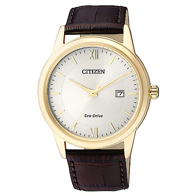 CITIZEN 英倫爵士風光動能石英腕錶(AW1232-12A)-銀/40mm