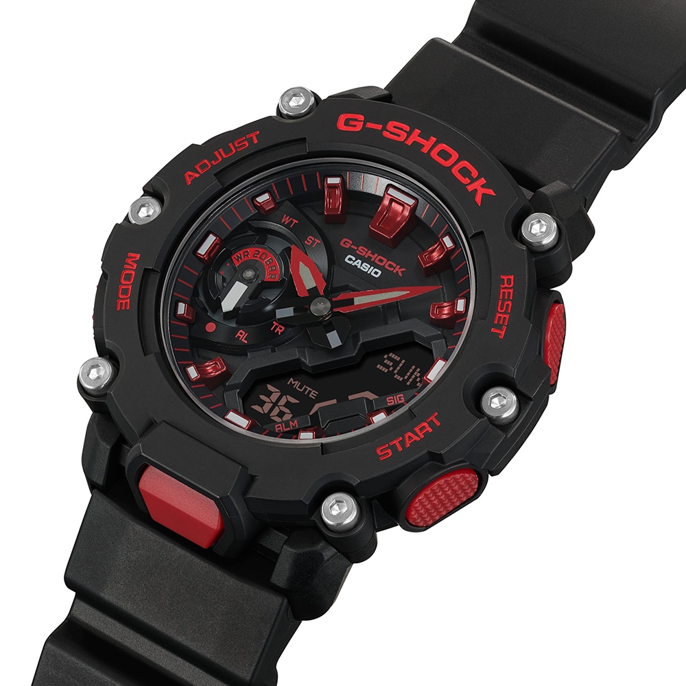 CASIO 卡西歐G-SHOCK 火焰紅黑雙顯手錶GA-2200BNR-1A | G-SHOCK