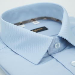 金安德森 經典格紋繞領藍色暗紋吸排窄版長袖襯衫fast