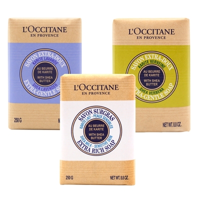 L OCCITANE 歐舒丹 乳油木皂 250g 任選二入 (牛奶/馬鞭草/薰衣草)-公司貨