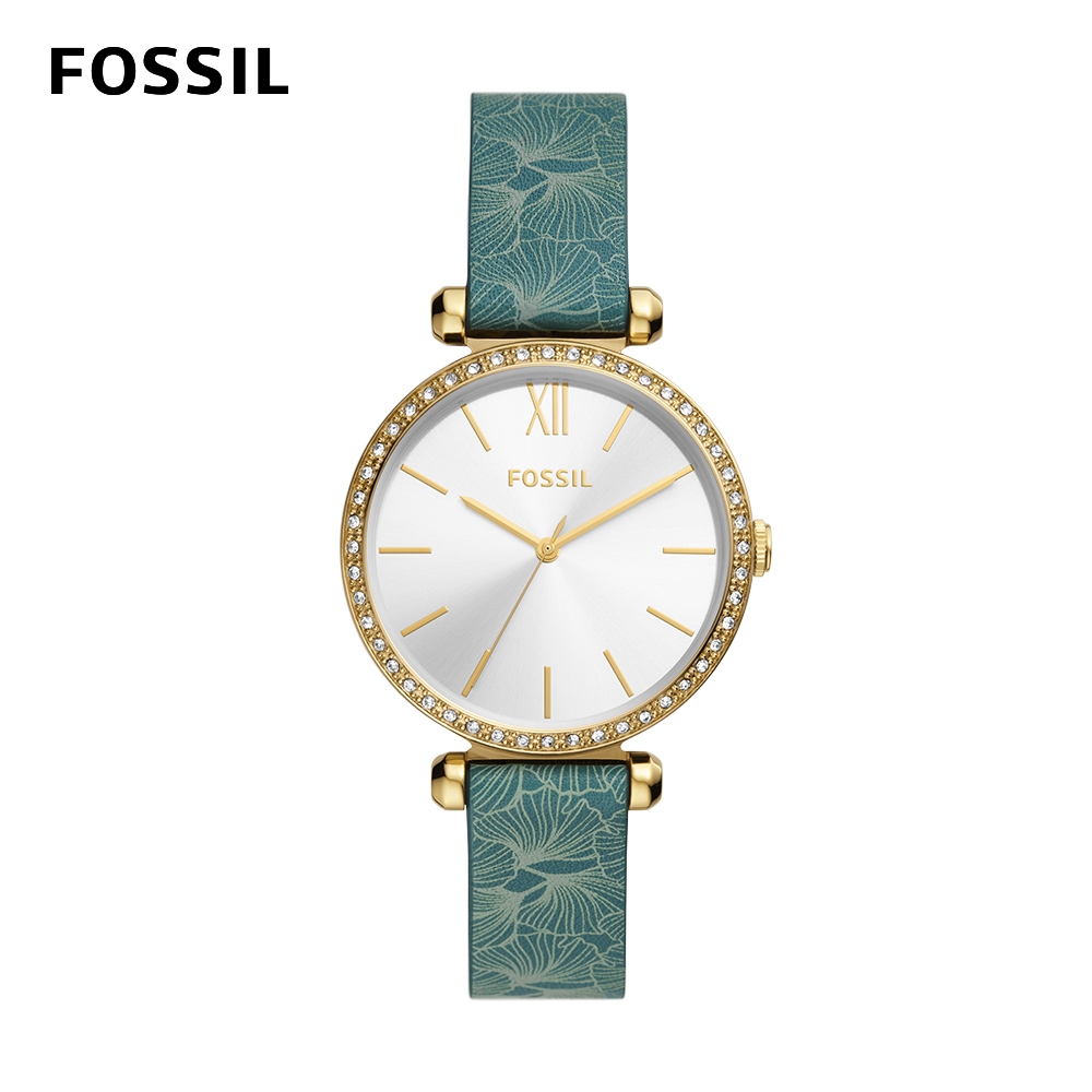 FOSSIL Tillie 綺麗璀璨女錶 綠色真皮錶帶 36MM BQ3776